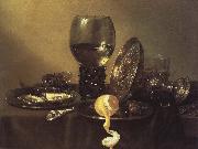 unknow artist oyster, rum and wine still life of the silver cup France oil painting artist